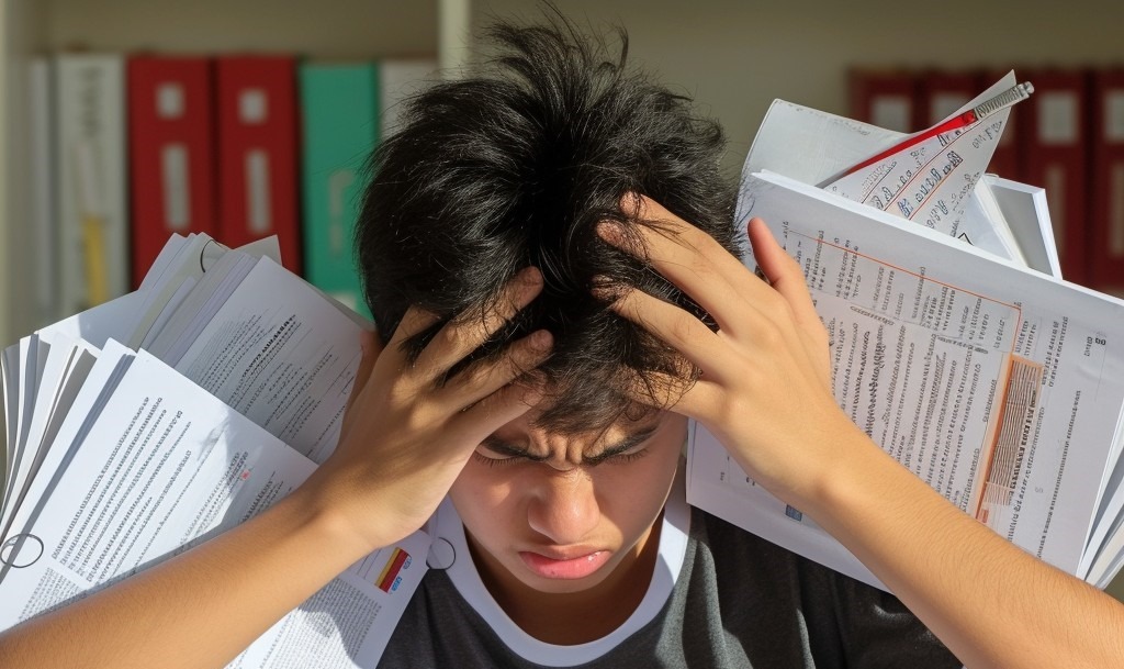 Stressed Student Studying